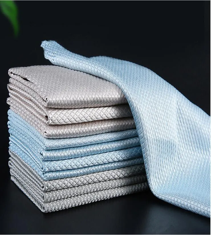 Fish Scale Microfiber Mirrors Glass Cleaning Cloth Reusable Multi-Purpose Towels Wiping Rags Super Absorbent Kitchen Washing Dish