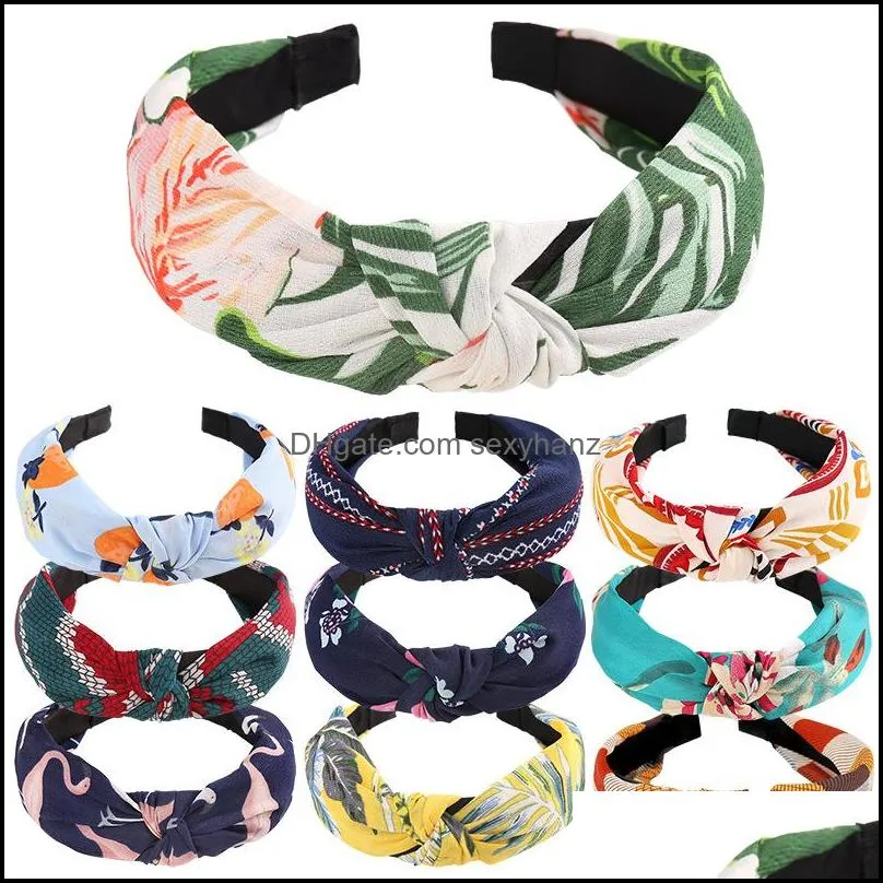 New fabric headband Women`s wide-brimmed face wash hair band Cross knotted multicolor headband