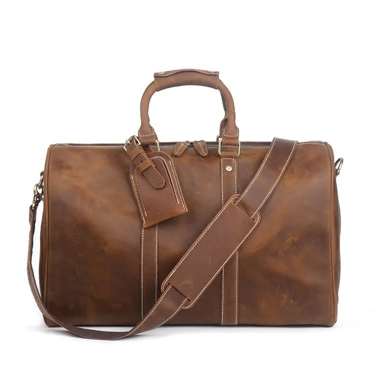 Duffel Bags Mens Travel Hand Luggage Genuine Leather Duffle Bag
