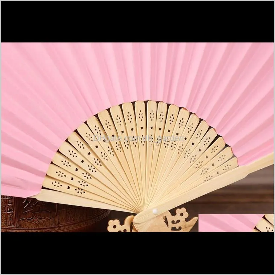 19 colors folding paper bamboo hand fans outdoor wedding favors party event decorations best christmas gift sn1317