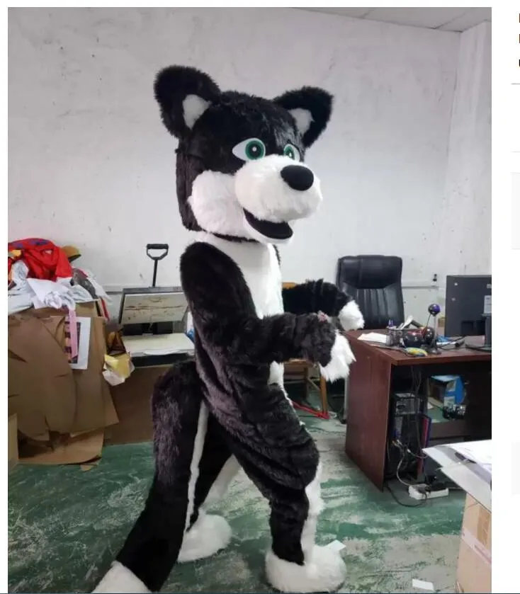 Талисман Костюмблака Husky Dog Fursuit Costume костюм талисмана костюмы для вечеринки игры платье одежды костюмы одежды Unisex взрослые