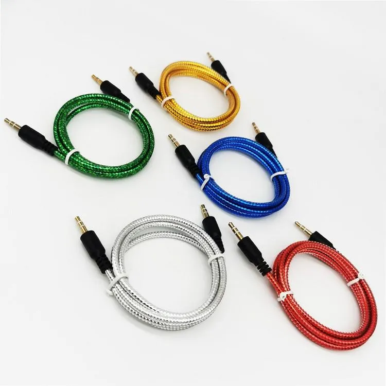 Cabo de áudio Jack 3.5 mm Macho para masculino 1M Trançado Linha de áudio de tecelagem AUX CORDA PARA A LINHA DO CORDE DE FISO DE FISHPHONE DO CARRO