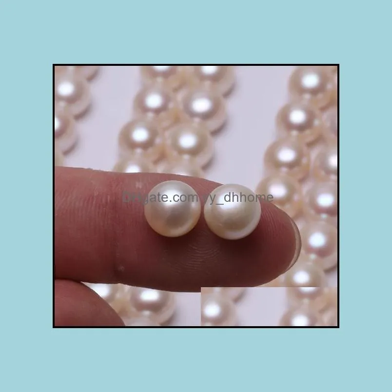 Pearl Loose Beads Jewelry Wholesale Freshwater Naked 8-9Mm Glare Flawless Large Particles Scattered Flat Round Bare Aessories Drop Delivery