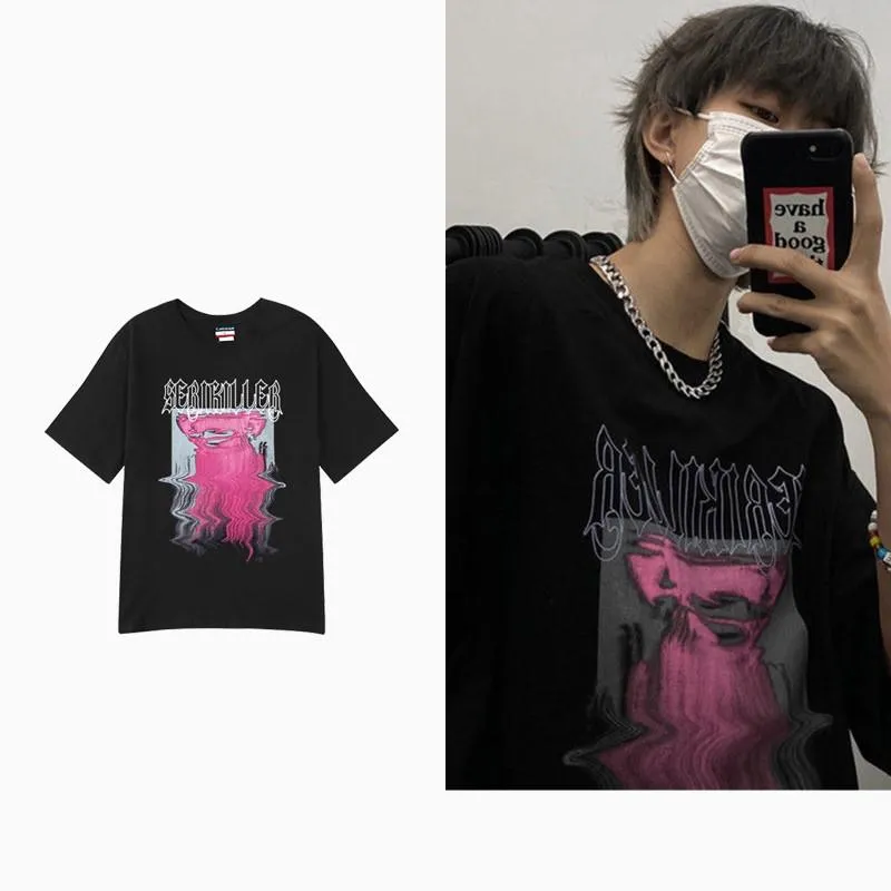 T-shirt da uomo Retro Hip Hop Magliette in cotone Uomo Unisex Oversize Harajuku Gothic 90s Camicia Abbigliamento Graphic Goth Top