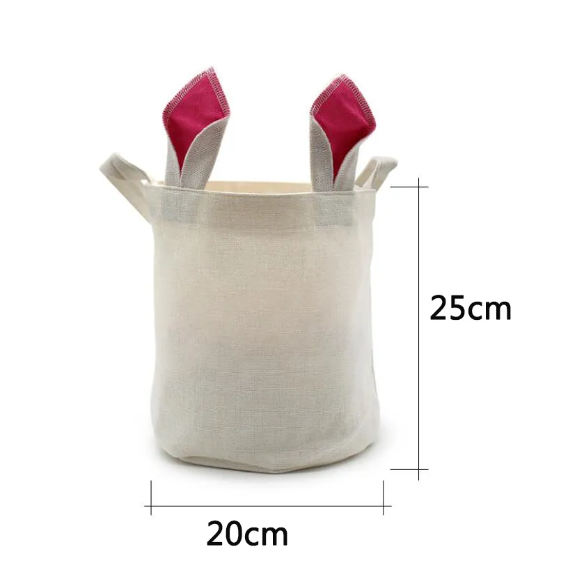 Sublimation Rabbit Ears Basket Party Linen Easter Bunny Bucket Candy Gift Storage Bag With Handle