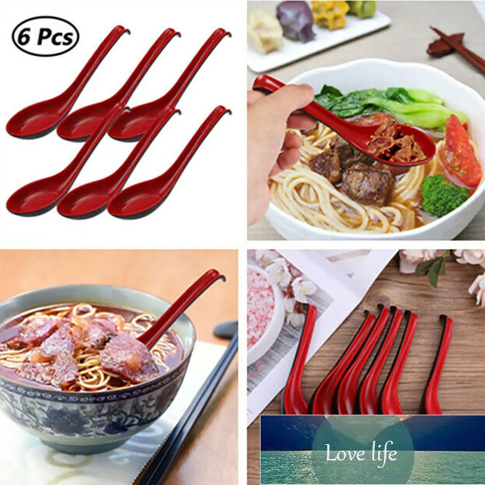 6pcs Soup Spoons Red Melamine Restaurant Household Rice Kitchen Tableware Tool