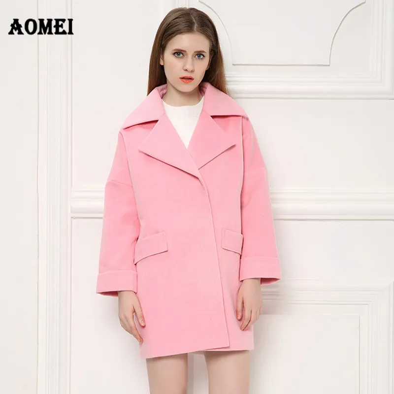 Cappotto Di Lana Donna Rosa Giacca Invernale Di Alta Qualità