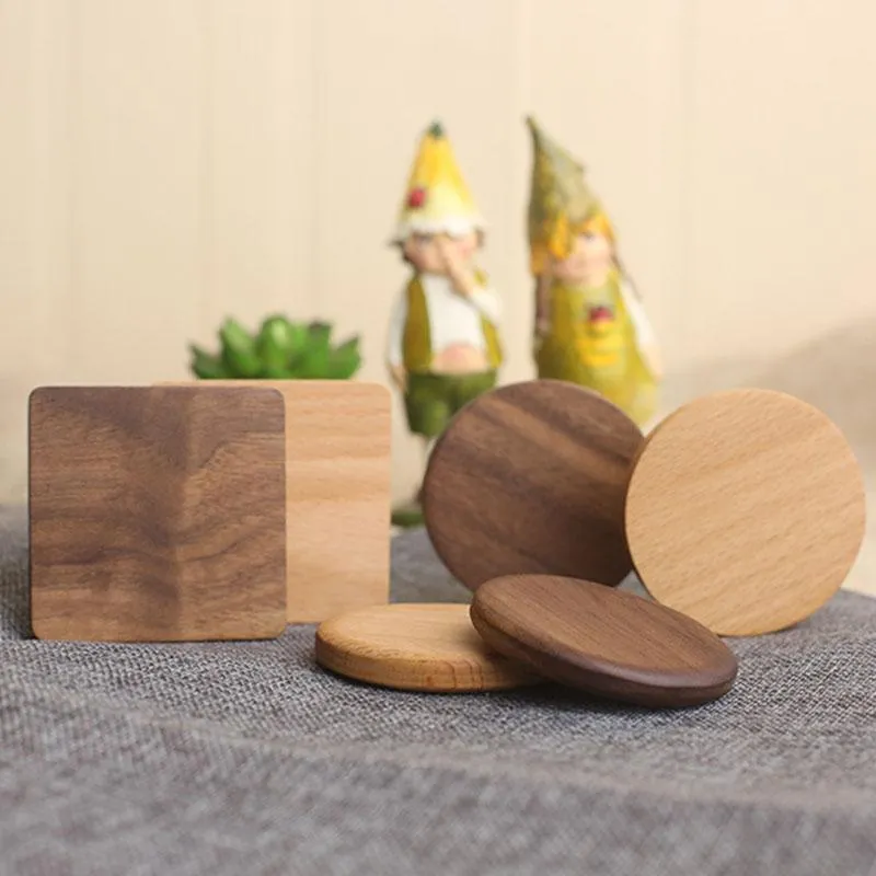 Mats Pads Creative Wooden Japanese Te Ceremony Cup Holder Beech Heat Pad Walnut Non-Slip Isolering Kaffe Drycker Mugg Placemats