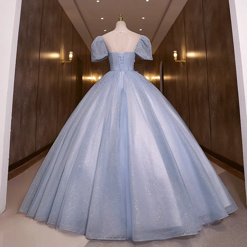 Custom Satin Applique Short-Sleeved prom gowns near...