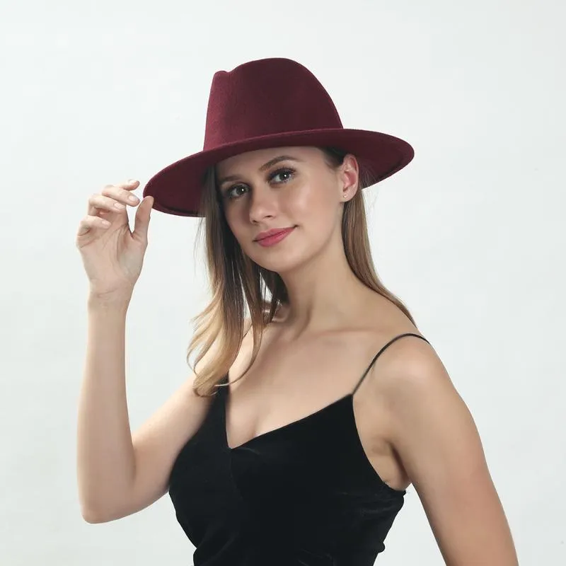 Wide Brim Fedora Hats for Women Men Two Tone Dress Hat Felt Panama Hat in Two Audlt Size 