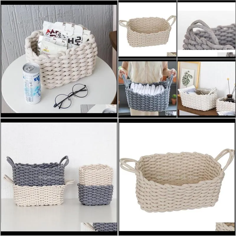 storage basket linen crochet handmade laundry natural fabric baby toys child clothes desktop foldable organizer baskets