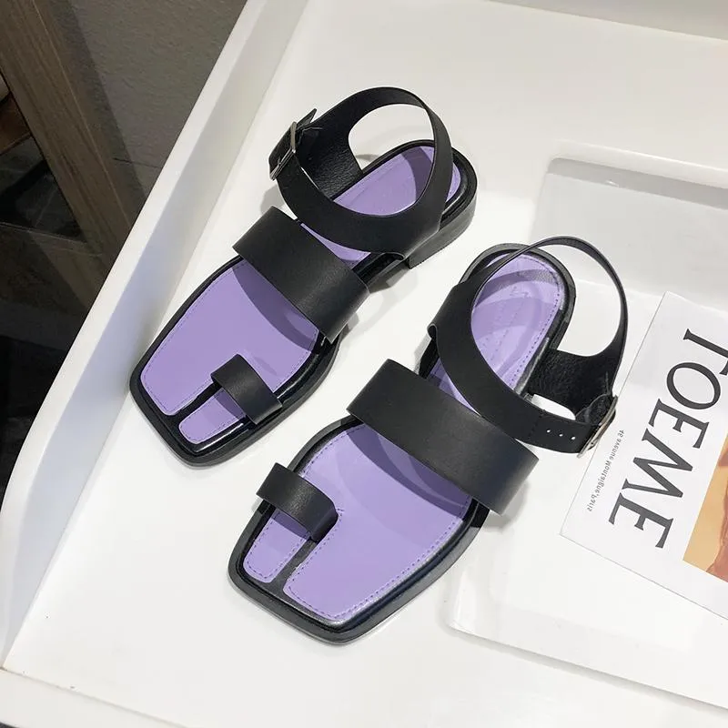 Designer Summer Mulheres Luxurno Sandálias Purple Sandals Girls Beach Patchwork Sapatos Roman Shoes Outdoor Ins Casual Torno