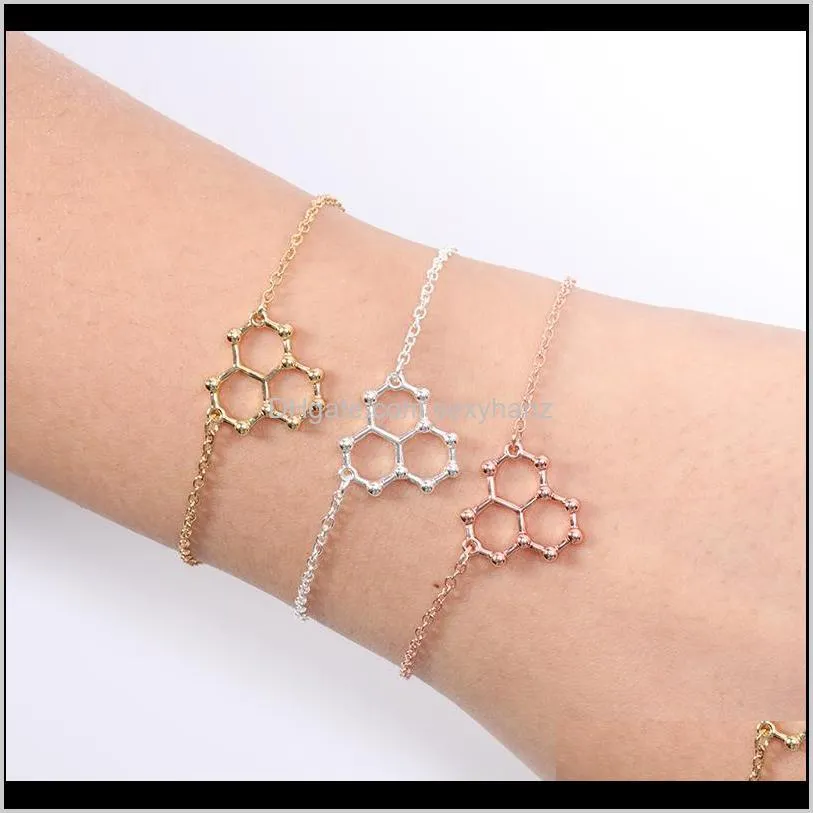 30pcs ice hydro water h2o molecule structure bracelet geometric science chemistry hormone formula dopamine molecular bracelets bangles