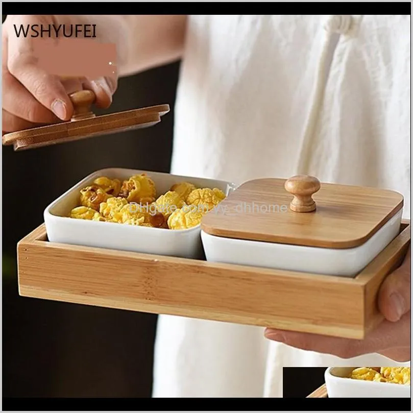 nordic ceramics seasoning dish wooden pallets partition candy dispenser fruit storage container kitchen tableware