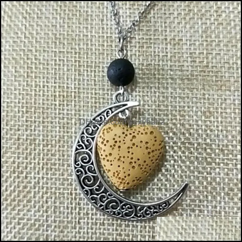 Heart Aroma Essential Oil Diffuser Aromatherapy Jewelry Minimalist Rock Moon 12 Colors Gdoqf Pendant Necklaces 1Vark 699 T2