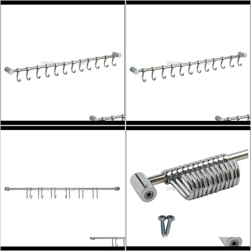 new 12 hooks kitchen utensil & cupboard wall hanging rail rack bathroom holder tool