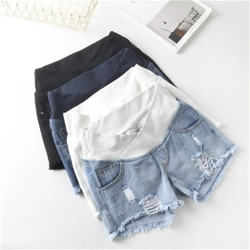 Shorts das mulheres grávidas Verão desgaste de sarja de denim baixa primavera molhar calças para as mulheres roupas 210625