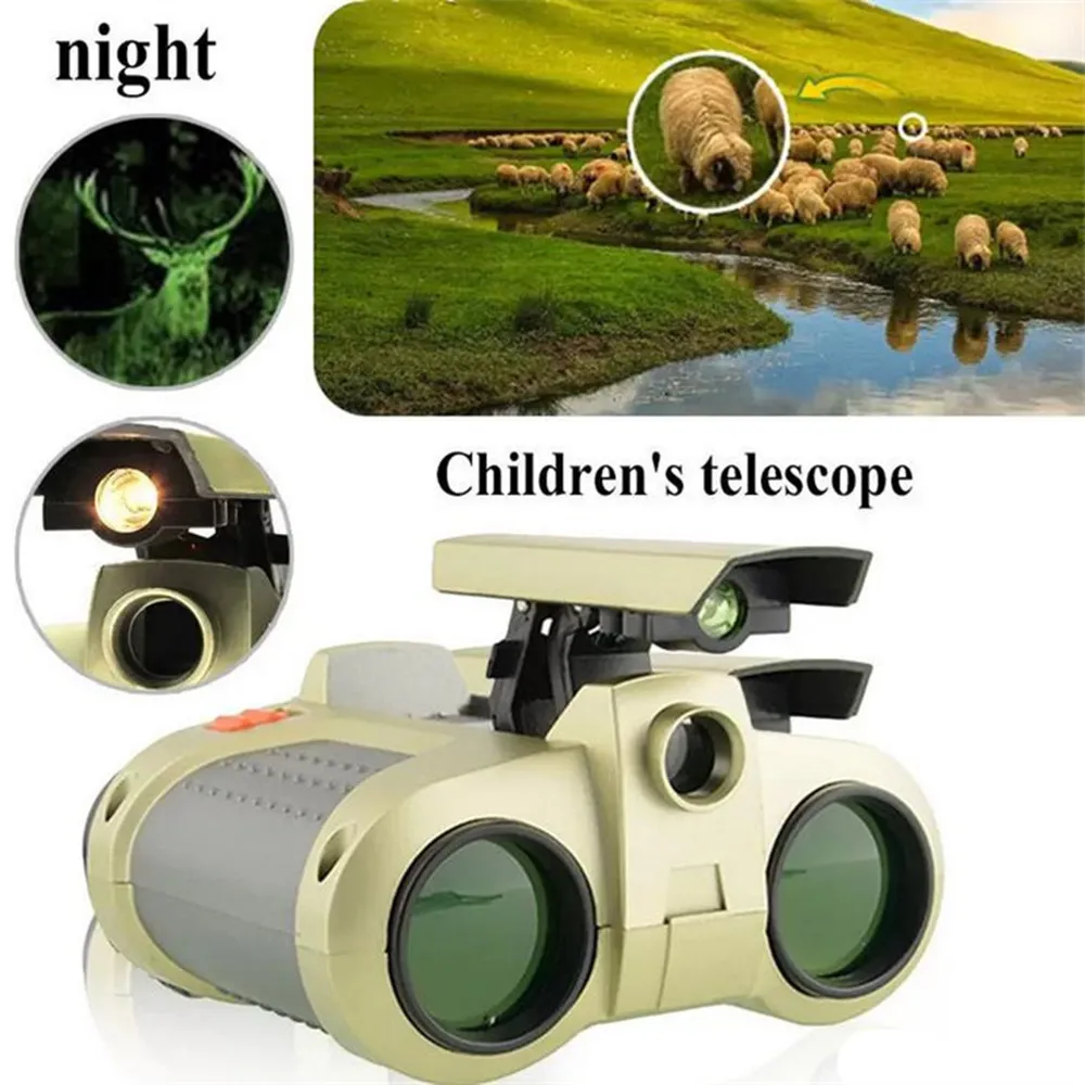 Barn kikare 4x30 Night Vision Telescope Pop-up Light Vision Scope Novelty för barnpojkekargåvor med presentförpackning