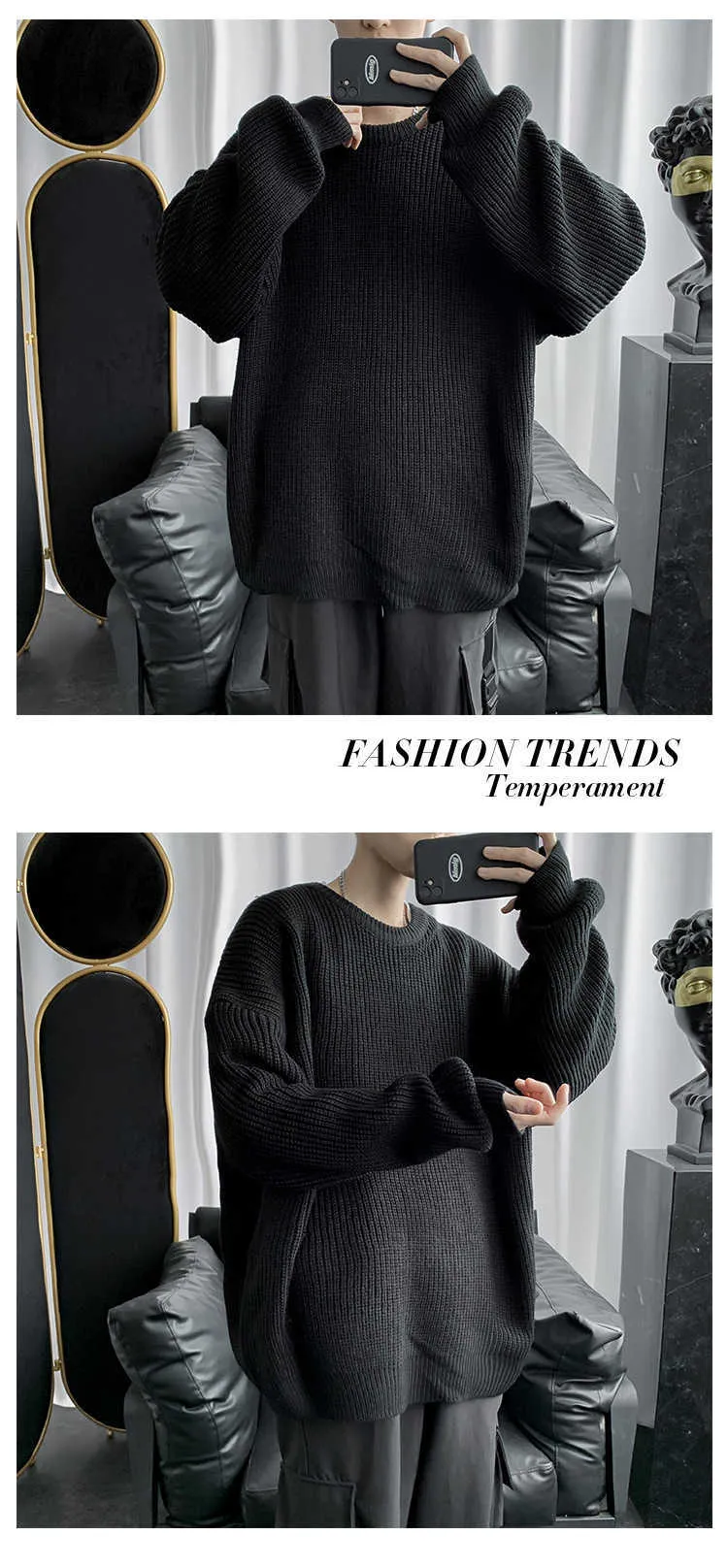 Men's Oversized Sweaters Autumn Winter Knitted Sweater Solid Casual Long  Sleeve O Neck Pullovers (White XXL) : : Clothing, Shoes &  Accessories
