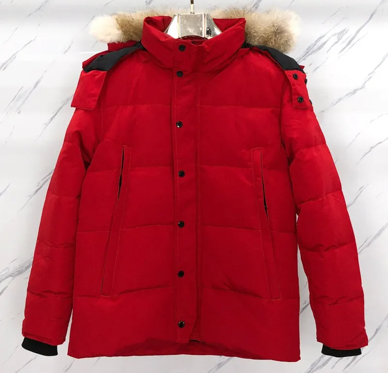 Manteaux de neige en plein air 5 couleurs Wyndham doudounes avec garniture en fourrure de coyote véritable hommes 80% duvet parkas ykk zipper garder au chaud