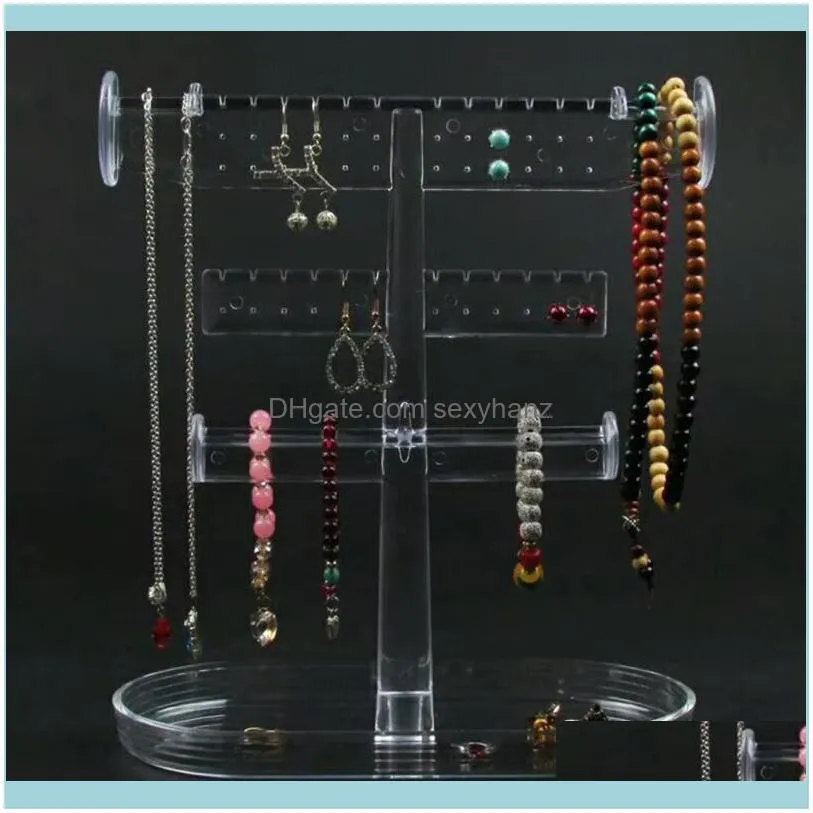 Earrings Holder Classic Stand 36 Holes Ear Stud Bracelet With Tray Dish Jewelry Pouches, Bags
