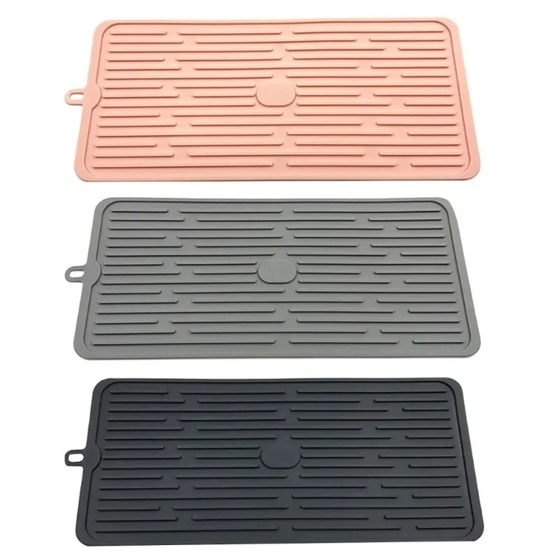 Pliable Silicone Plat Séchage Tapis Antidérapant Napperon Vaisselle Silicone Drain Pad Isolation Pot Tapis Cuisine Accessoires 210706