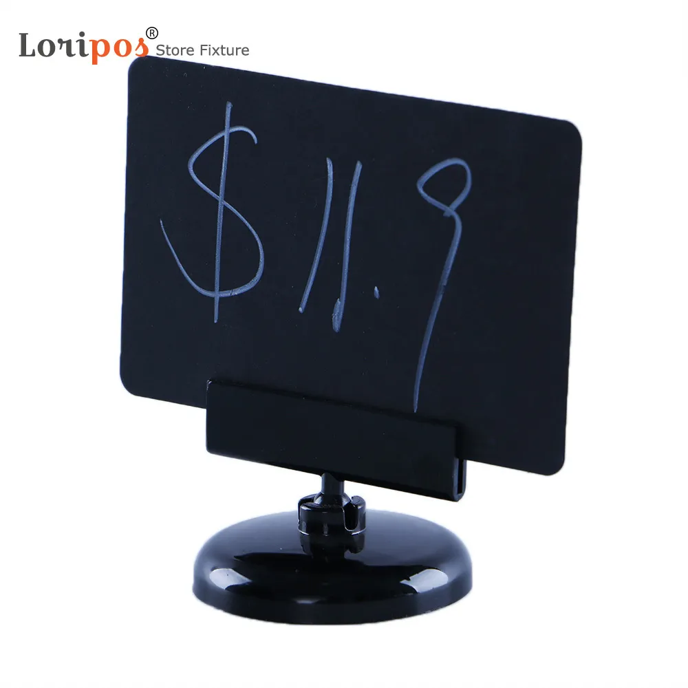 Store Price Tag Holder Tabletops Label Holds Signs Up Round Base Black