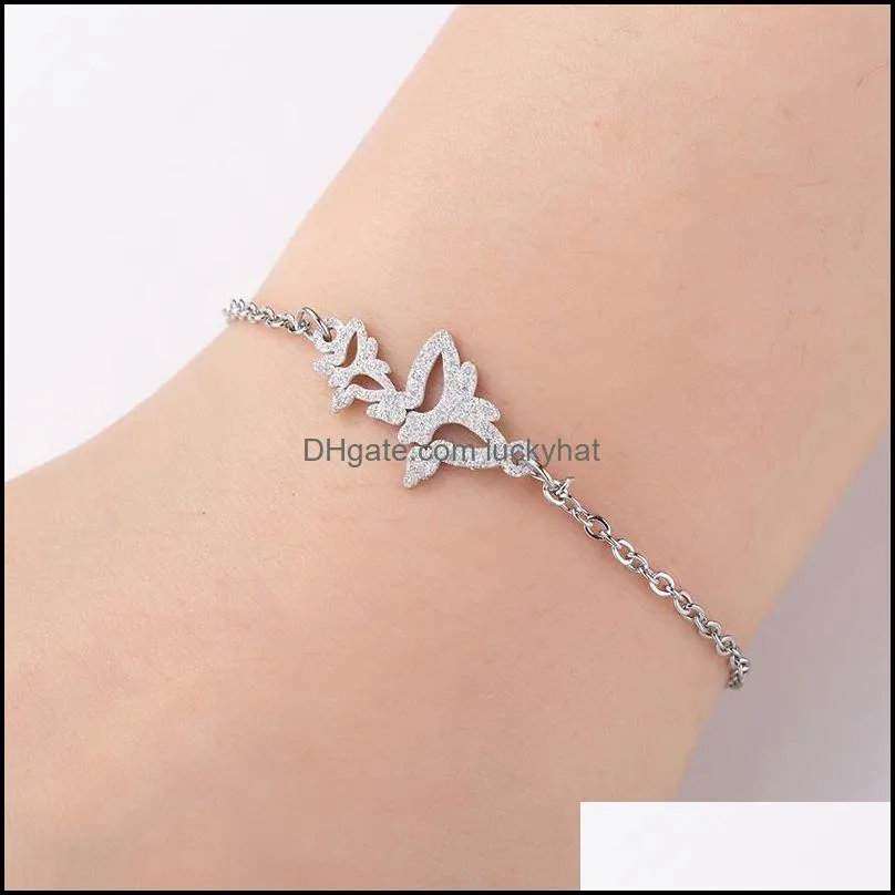 Bracelets Women Butterfly Stainless Steel Chains On Hand Charm Bracelet Fashion Simple Insect Jewelry Wholesale Link, Chain