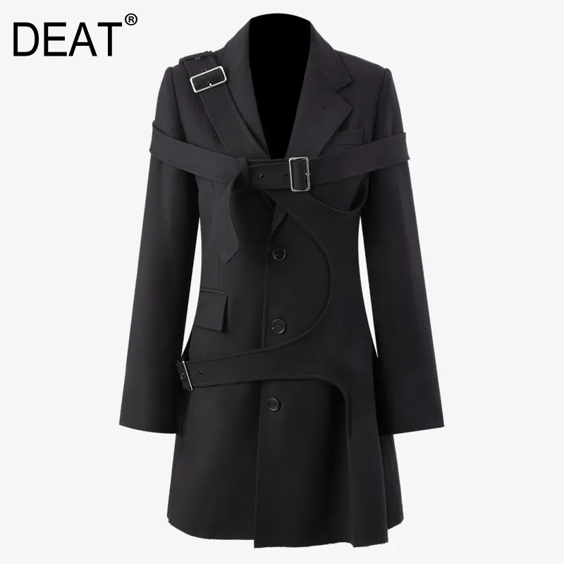 Autumn And Winter Fashion Casual Long Sleeve Single Button Asymmetric Dark Waistband Blazer Coat Women SG582 210421