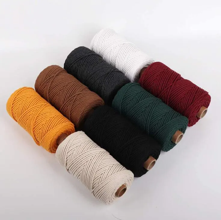 NewMacrame Cord Home Textil Färgad Bomull Rope Dekoration DIY Handvävt Tapestry Stickat Woolen Garment EWB7124