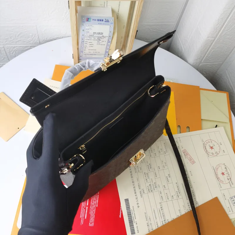 One Handle Tote Bag Handbag Purse Genuine Leather Fashion Letter Patchwork Color Shoulder Crossbody Bags Adjustable Removable Strap D-shape Lock High quality
