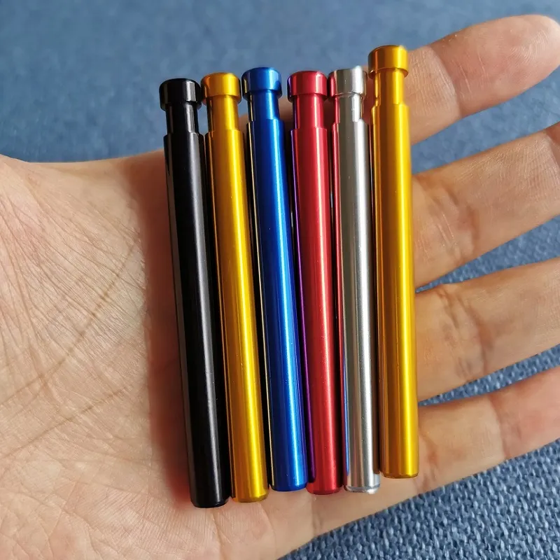 Multi Colors Self Cleaning One Hitter Smoking 82MM with spring bats Straw Snuff Tobacco aluminium Smok Cigarette Dugout Pipe