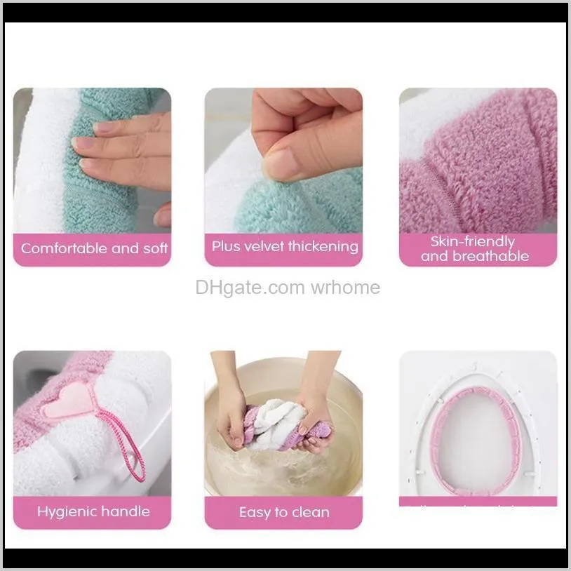 Toilet Seat Cushion Universal Plush Toilet Cover Autumn And Winter Warm Cover Cute Knitting Comfort Reusable Flannel Four Colors