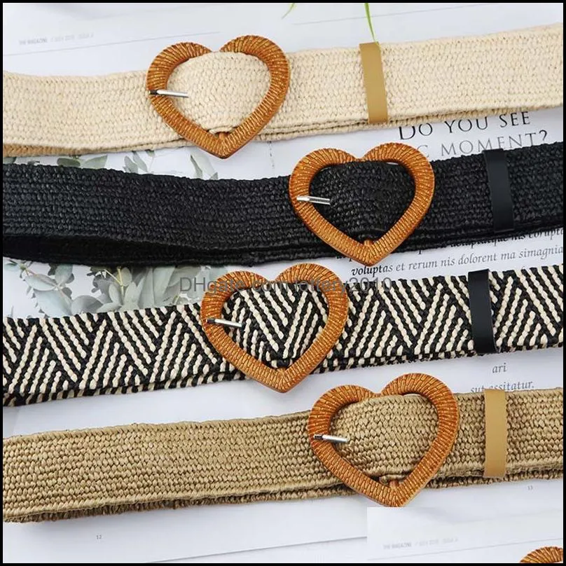 Belts Women Knitted Weave Heart Shaped Pin Buckle Ladies Strap Girdle Folk Dress Decoration Waistband KT176