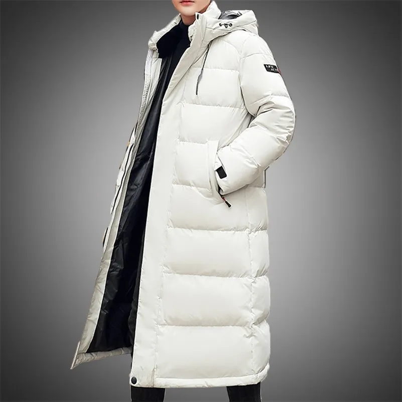 Piumino da uomo lungo Parka Cappotto 90% piumino d'anatra bianco Cappotto invernale da uomo Capispalla bianco Cappotto con cappuccio Moda uomo 211110