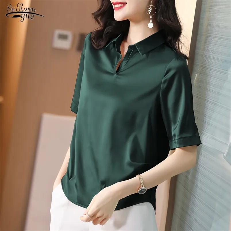 Compra Blusas Summer Women Tops Blusa Moda De Manga Corta Tamaño Tallas  Satin Vintage Office Lady Silk Ropa 9909 210421 Barato | Entrega Rápida Y  Calidad | Es.Dhgate