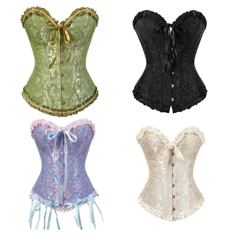 Corset Top Bustiers Overbust Satin Sexy Victorian Corsets Corselet