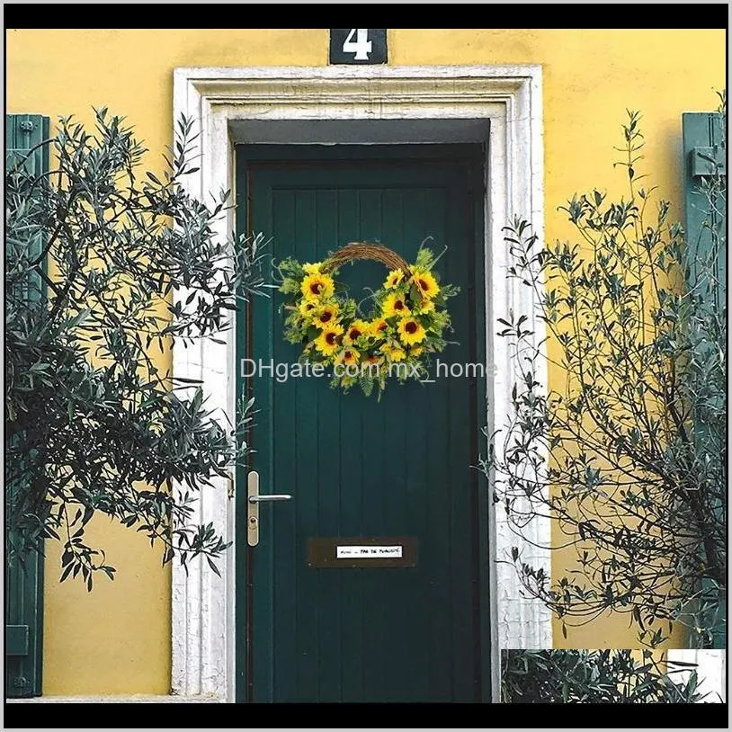 artificial round spring sunflower wreath large decoration for wedding front door decorative flowers & wreaths