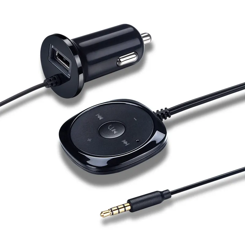 Kit vivavoce per auto Bluetooth Adattatore Aux per auto Automobili Vivavoce stereo senza fili Lettore musicale MP3 con caricatore USB 2.1A Jack da 3,5 mm
