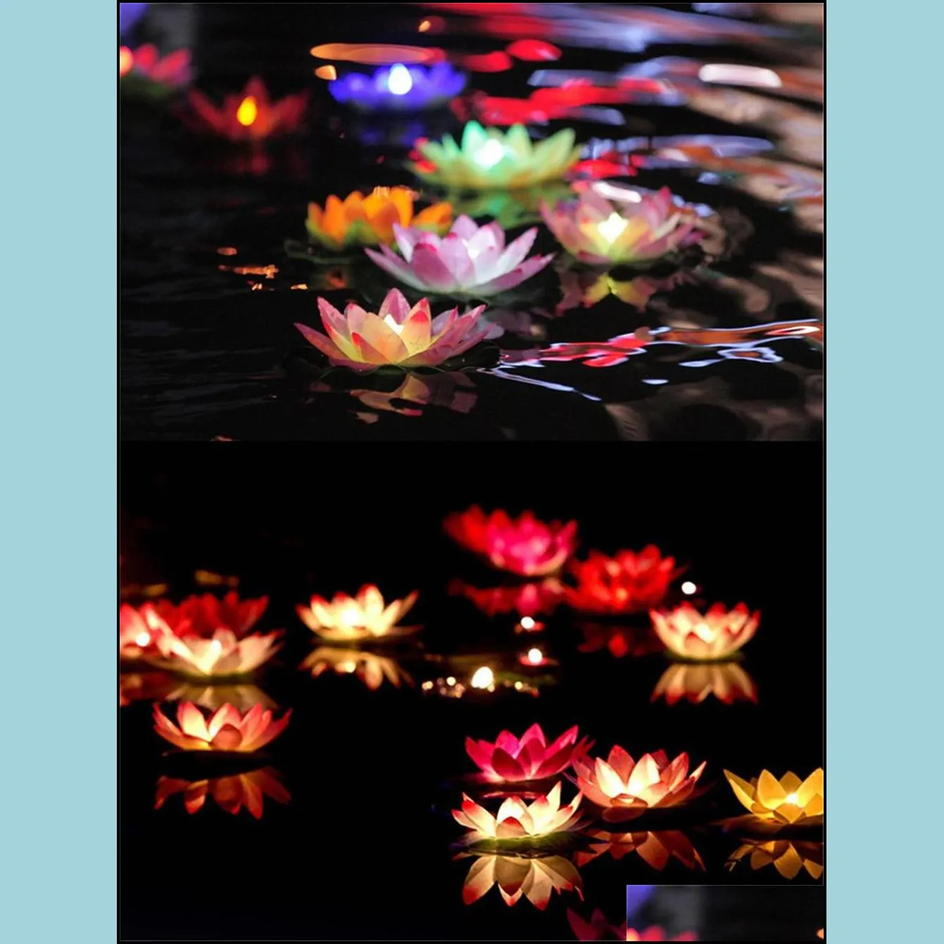 Festive Diameter 18 cm LED Lotus Lamp in Colorful Changed Floating Water Pool Wishing Light Lamps Lanterns for Party Decoration