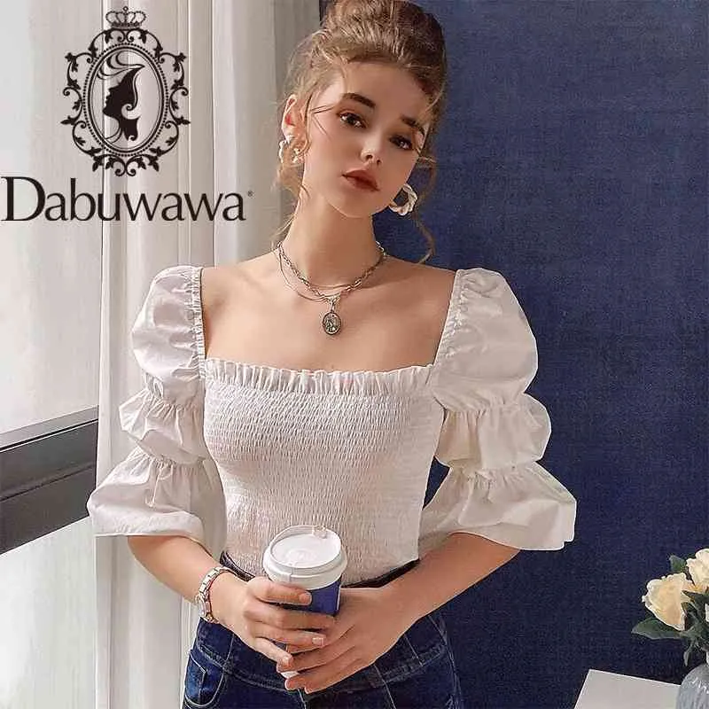 Dabuwawa Vintage Mulheres Blusas Camisa Elegante Ruffles Plissado Blusa Camisa Fêmea Casual Primavera Outono Beach Feriado Do1ast010 210520