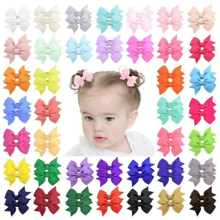 Mini 2.2inch Hair Bow Grosgrain Ribbon Bows With Alligator Clips For Baby Girls Toddlers Kids