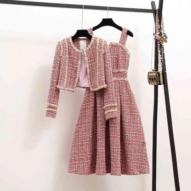 Womens Tweed Tweed Dress And Jacket Set With Beaded Vest High Quality Fall Winter Fabric 210330 From Dou01 48.64 DHgate.Com