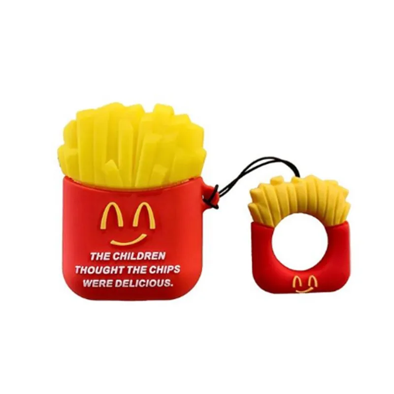 Super acessórios de fone de ouvido bonito hambúrguer 3d batatas fritas capa de silicone para apple airpods 1/2 pro bluetooth fone de ouvido capa protetora saco