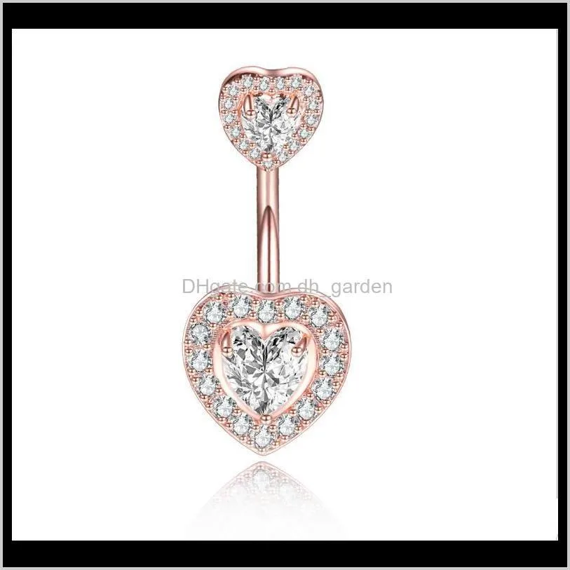 surgical steel navel belly button ring barbell zircon heart shape piercing sexy belly bars belly button rings body jewelry