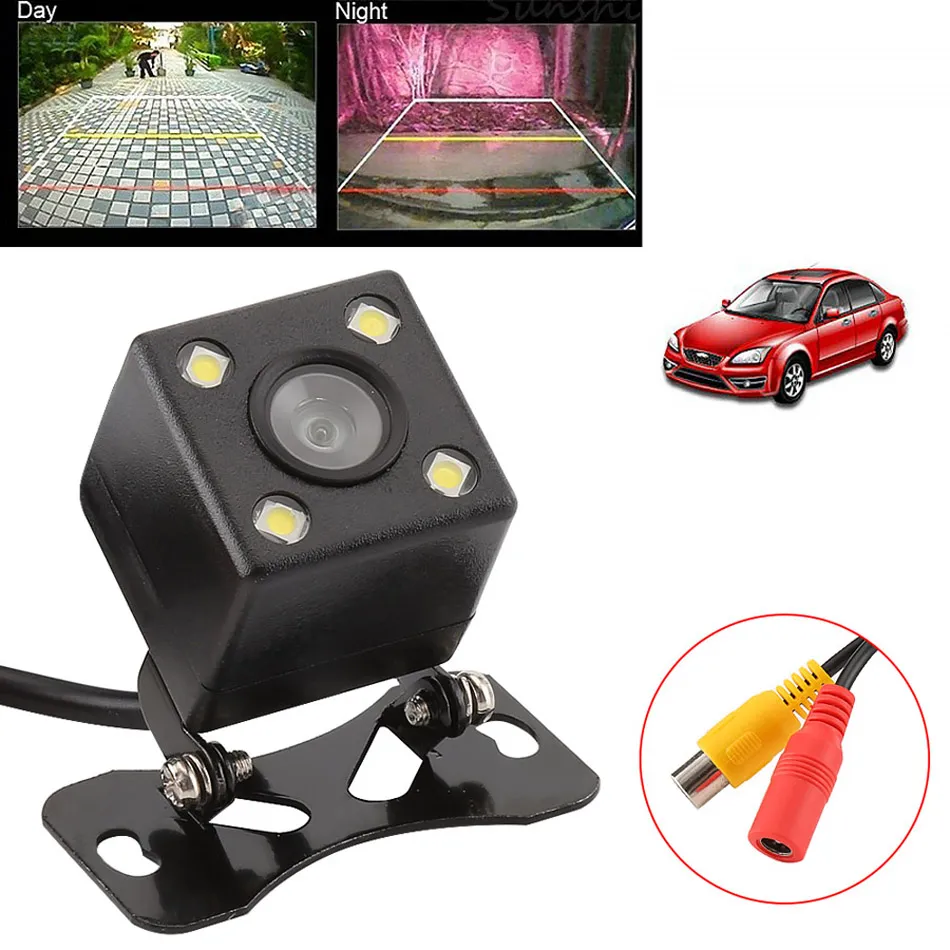 Caméra de recul de voiture CCD HD 4 LED Vision nocturne infrarouge caméras de recul de véhicule grand Angle vidéo de stationnement