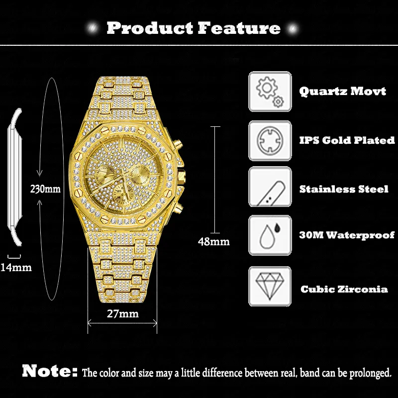 Dropshipping grandes homens relógios design clássico impermeável prata bling relógio de aço inoxidável pulseira relógio de relógio de pulso