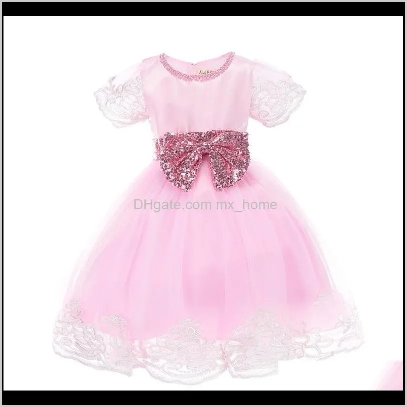 aile rabbit baby girl clothes princess dress clothes short sleeve lace bow ball gown tutu party dress toddler kids fancy dress
