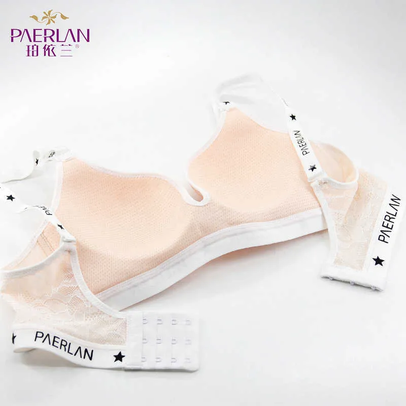 PAERLAN Wire Free Non Sponge Slim Cup Lace Floral Bra Seamless Large Size Large  Breasts Push Up Anti Sag Women Underwear 3/4 Cup 210623 From Dou01, $11.46