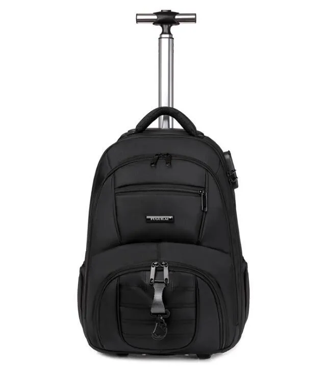 School Bags 18 Inch Travel Trolley Bag Men Rolling Backpack Wheeled With Wheels Luggage For Teenagers